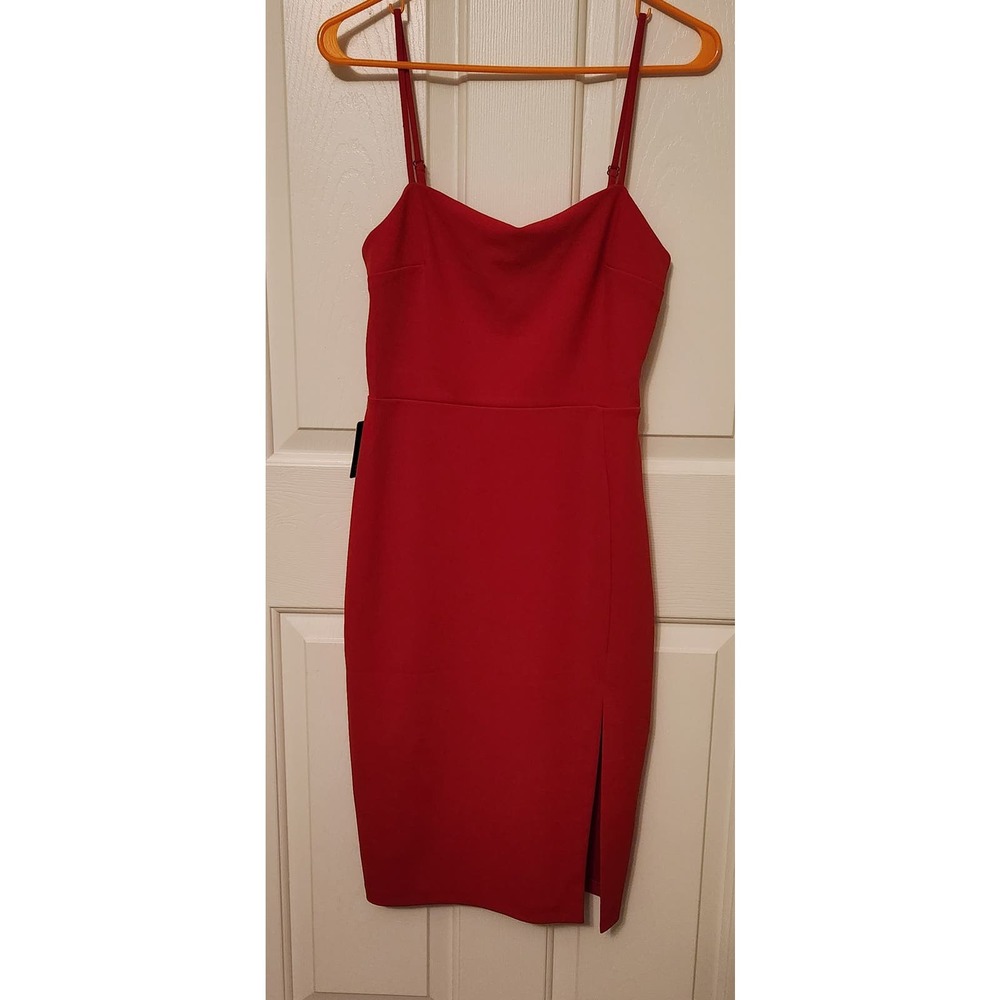 Express Women Dress Red with slit and adjustable straps size small